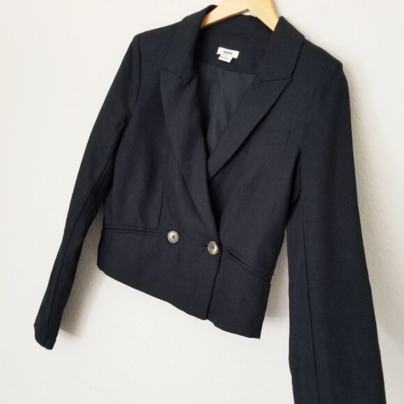 Jason Wu Double Breasted Linen Blend Cropped Blazer Jacket S Black $310 Designer - Picture 15 of 15